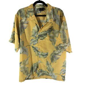 DC Classic Mens Hawaiian Aloha Shirt Las Vegas Palm Leaf Print Yellow Green L